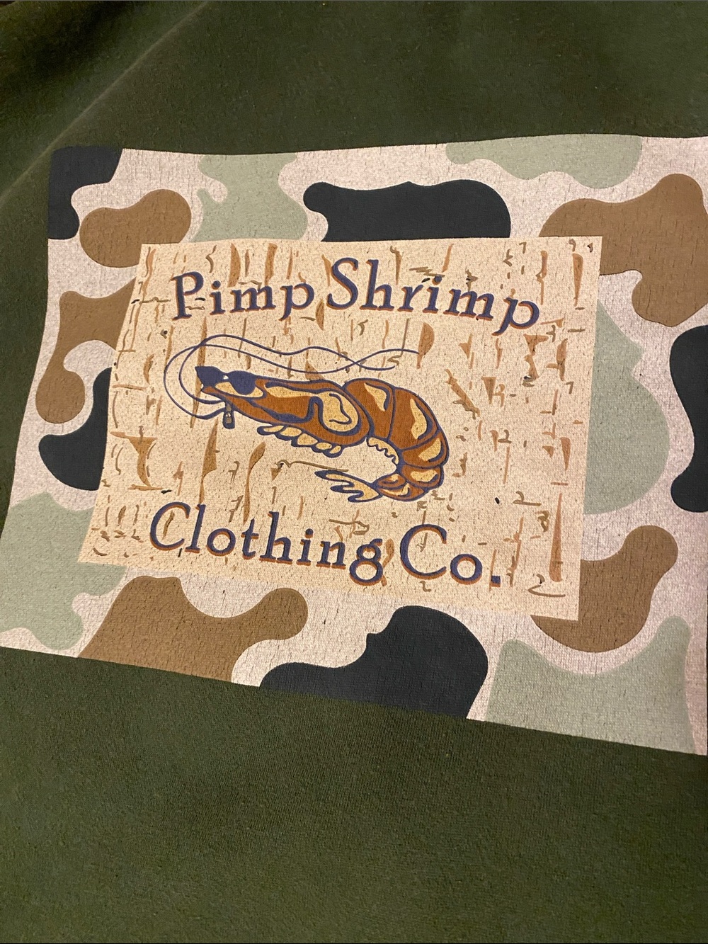 Pimp Shrimp Olive Green Men's Hoodie